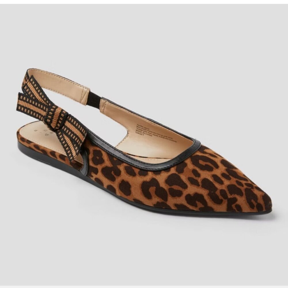 A New Day NWT London Animal Print Slingback Flat Chic Closet Staple Modern Milan